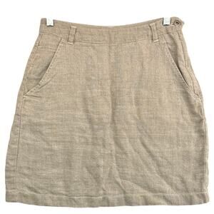 AT Denim Vintage 90s Khaki Tan 100% Linen Pencil Skirt Women 4